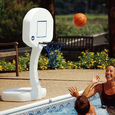 2-in-1 Swimming Pool Game Set: Basketball Hoop