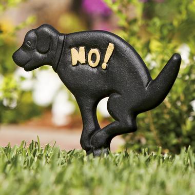 Doggy Don't sign, depicting a squatting dog with the word NO written on it.